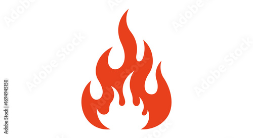 Bold red flame icon on white background for modern design projects