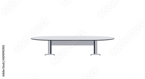 Modern minimalist gray conference table on white background