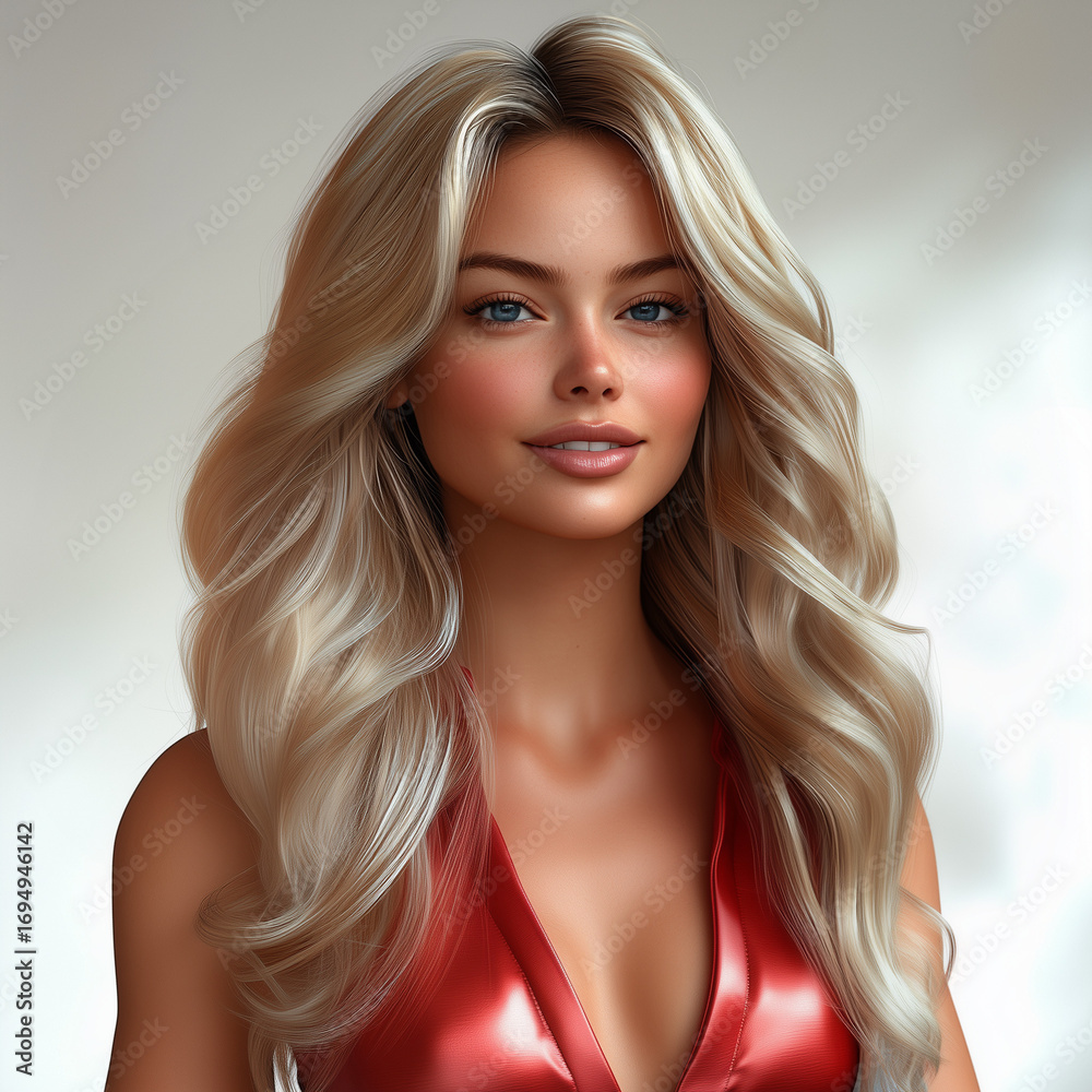 Naklejka premium young woman in red