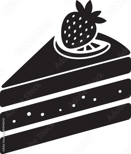 Delicious slice of layered cake with strawberry and lemon. A simple, stylized illustration of a slice of layered cake.