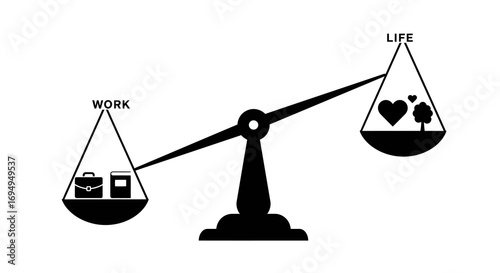 Work life balance concept with scales showing prioritization