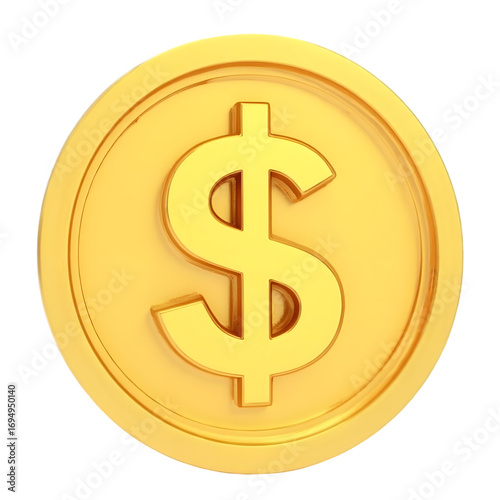 Golden US Dollar Coin: Wealth, Finance, Currency Symbol