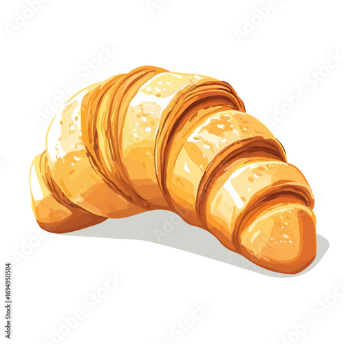 Croissant, 2D isometric flat cartoon vector illustration isolated on white background.
