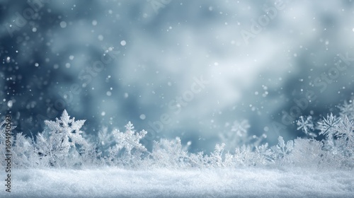 winter wonderland snow scene with copy space winter background with a snowflake border and white vignetting winter wonderland illustration