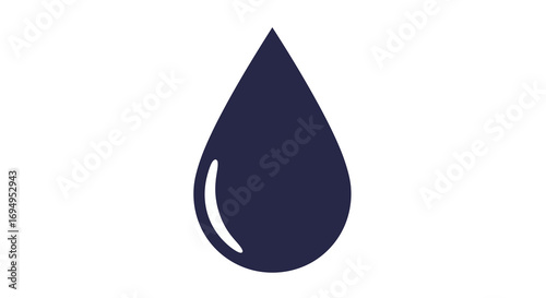 Simple blue water droplet icon on white background for environmental designs