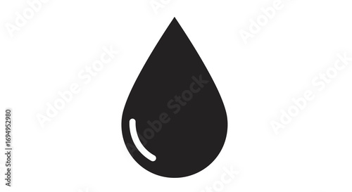 Simple black water drop icon on white background