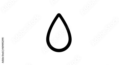 Minimalist water drop icon in black outline design