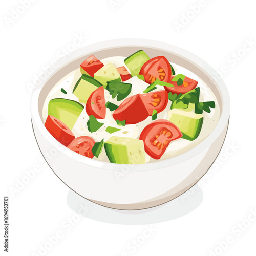 Melitzanosalata, flat 2D isometric cartoon vector image isolated on white background.