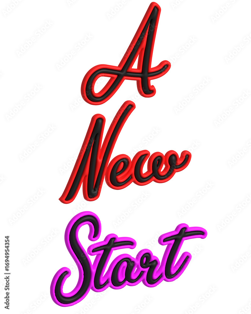 Naklejka premium Inspirational glowing typography for fresh beginnings and exciting new chapters on transparent banckground, PNG