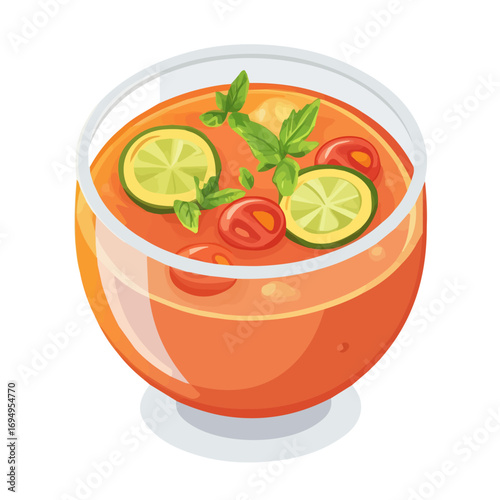 Gazpacho, flat 2D isometric cartoon vector image isolated on white background.