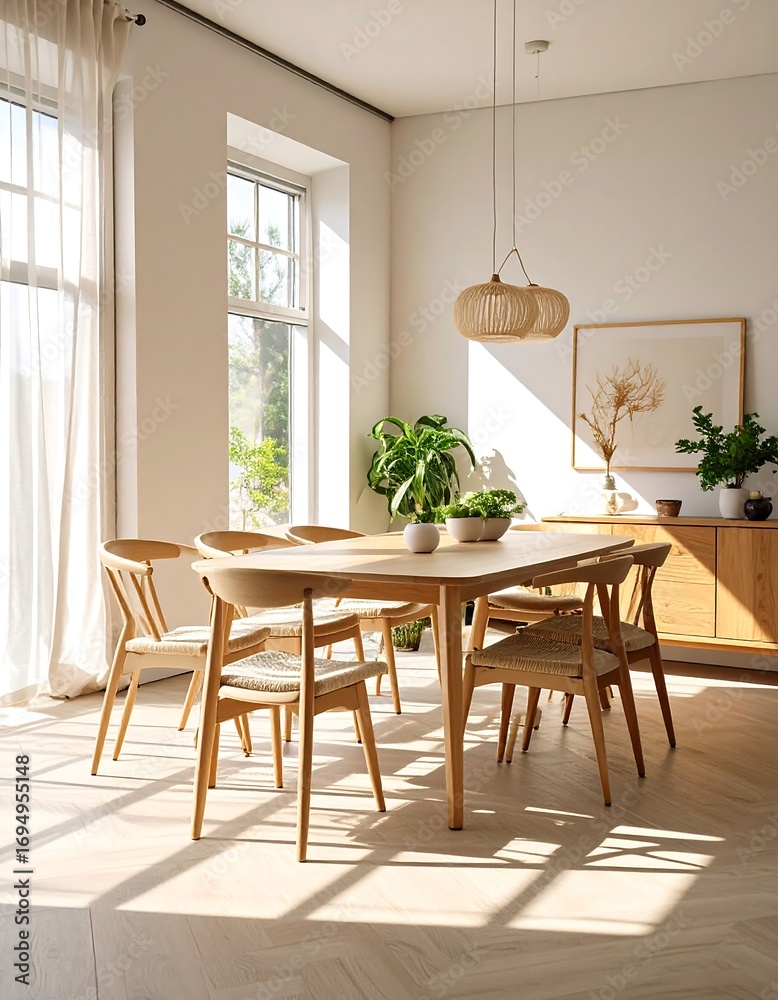 Fototapeta premium Bright, sunlit dining room