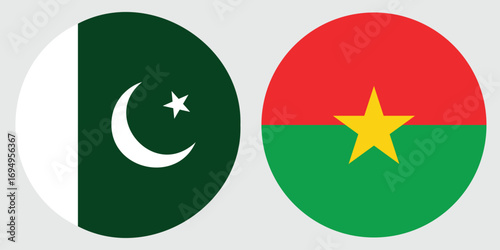 brukina faso and pakistan circular flag on a grey backround