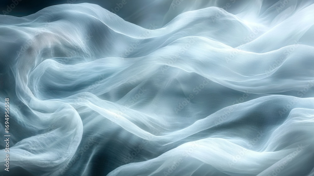 Obraz premium Soft Ethereal Fabric Flowing in Gentle Waves and Chiffon Texture