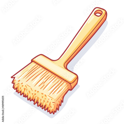 Scrubbing Brush, 2D isometric flat cartoon vector illustration isolated on white background.