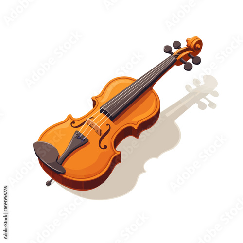 Violin, flat 2D isometric cartoon vector image isolated on white background.