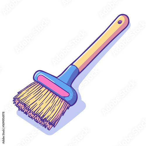 Scrubbing Brush, cartoon vector illustration, flat 2D isometric style, white background.
