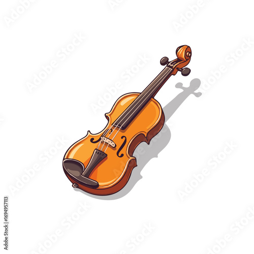 Violin, 2D isometric flat cartoon vector illustration isolated on white background.