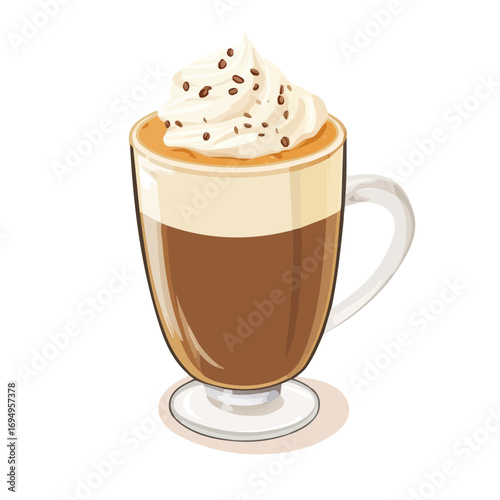 Vanilla Latte, 2D isometric flat cartoon vector illustration isolated on white background.