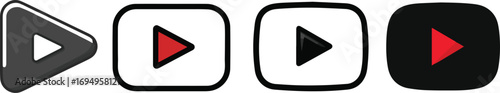 Simple youtube play button icon silhouette