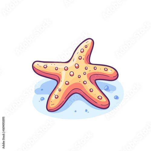 Starfish, flat 2D isometric cartoon vector image isolated on white background.
