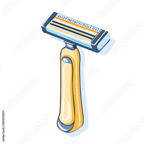 Shaving Razor, vector graphic, 2D flat isometric cartoon illustration on white background.
