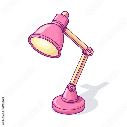 Desk Lamp, cartoon vector illustration, flat 2D isometric style, white background.