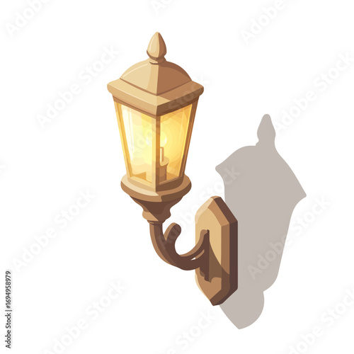 Wall Sconce, vector graphic, 2D flat isometric cartoon illustration on white background.
