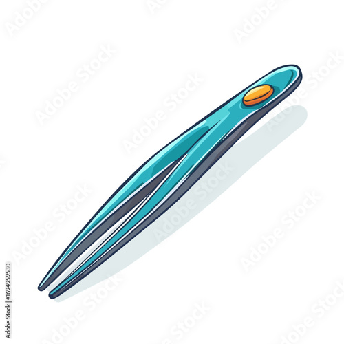 Tweezer, flat 2D isometric cartoon vector image isolated on white background.