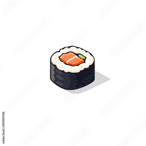 Sushi, cartoon vector illustration, flat 2D isometric style, white background.