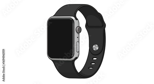 Modern smartwatch with black band in minimalistic design