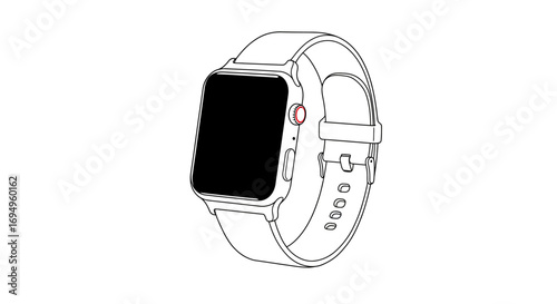 Minimalist smartwatch design with red accent on white background