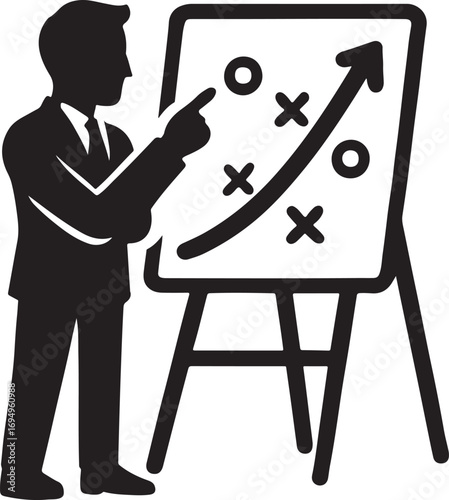 Business planning illustration vector silhouette, strategy, growth, management, success, development