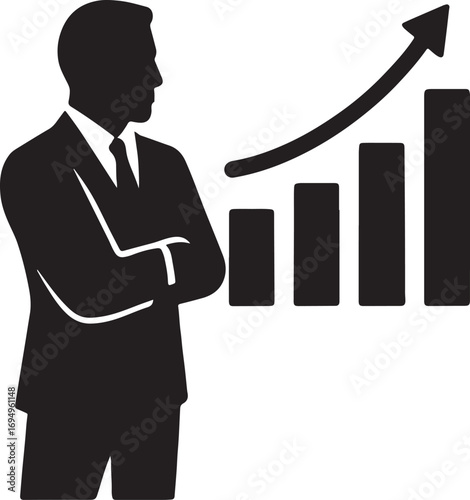 Business growth concept vector silhouette, strategy, development, success, planning, performance