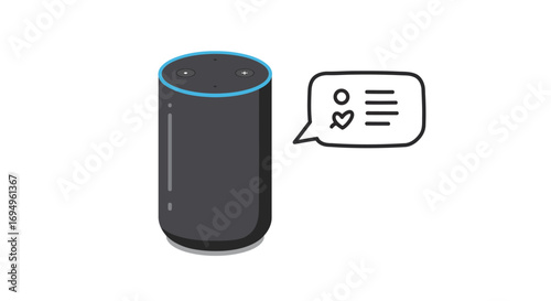 Smart speaker with voice command icon in minimalist style