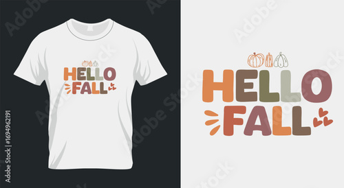 Celebrate the cozy season with this Hello Fall T-Shirt! Perfect for sweater weather, pumpkin spice lovers, hayrides, bonfires, and autumn vibes. Ideal for casual outfits, seasonal gatherings, and gift