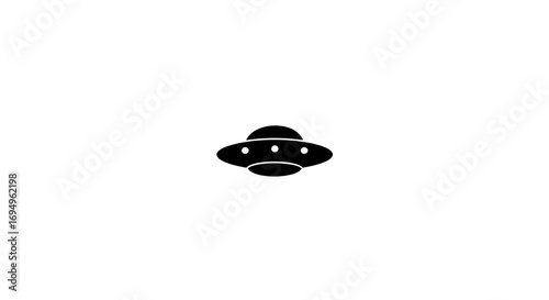 Minimalist ufo silhouette design with alien spaceship icon on white background