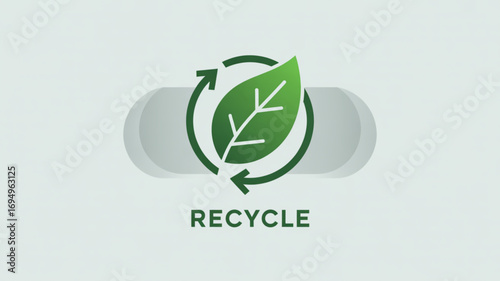 A leaf with a circular arrow around it, representing recycling and environmental protection