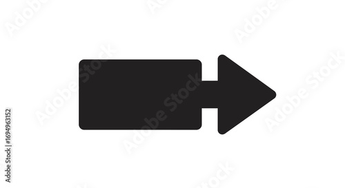 Bold black arrow on white background, symbolizing direction and movement