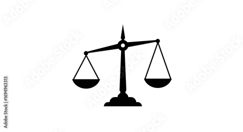 Classic silhouette scales of justice on white background for legal themes