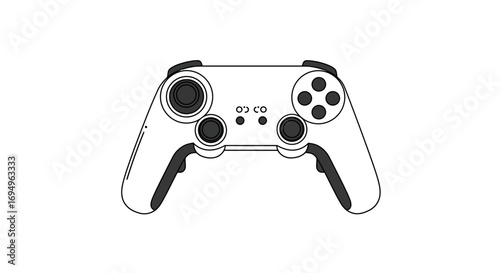 Minimalist game controller design with monochrome line art style