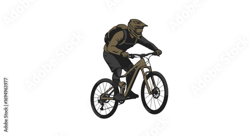 Mountain cyclist in action: dynamic sport adventure illustration
