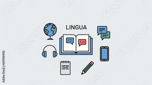Lingua concept illustration language, communication, translation, learning, and global connection are all represented in this image