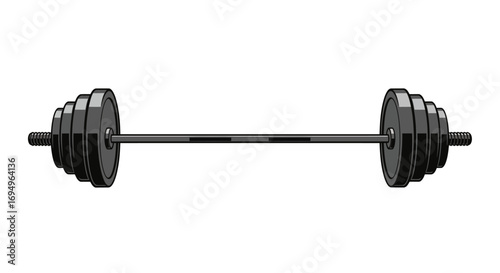 Barbell with weights isolated on white background for fitness motivation