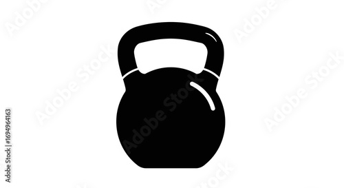 Black kettlebell silhouette for fitness and gym design themes