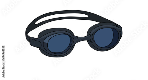 Stylized swimming goggles on white background: minimalist sport accessory