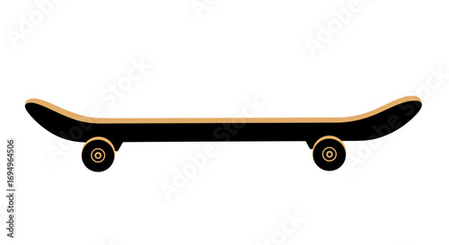 Minimalist skateboard design in flat style with orange accents
