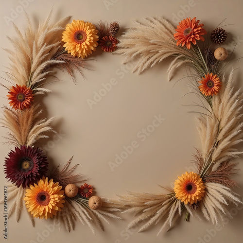 Autumn wreath background