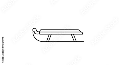 Simple outline sled icon on white background for winter themes