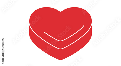 Minimalist red heart icon with duplicate outline design on white background