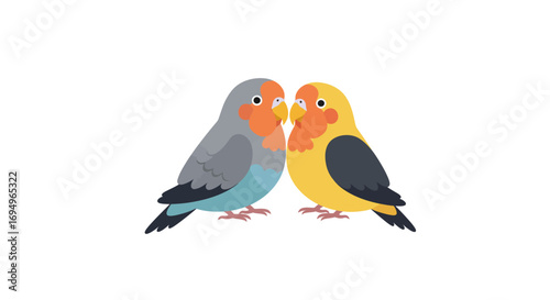 Colorful parrot pair in minimalist style